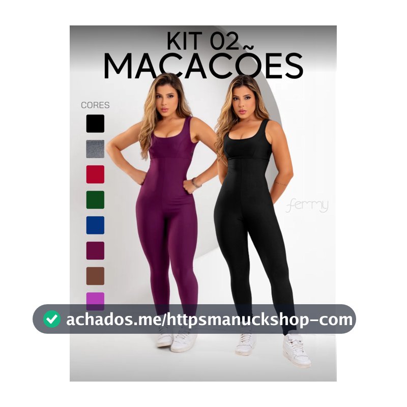 Kit 2 Macacões Longos Zero Transparência Fitness Premium Legg Feminino Academia Treino Bojo Removível Conjunto