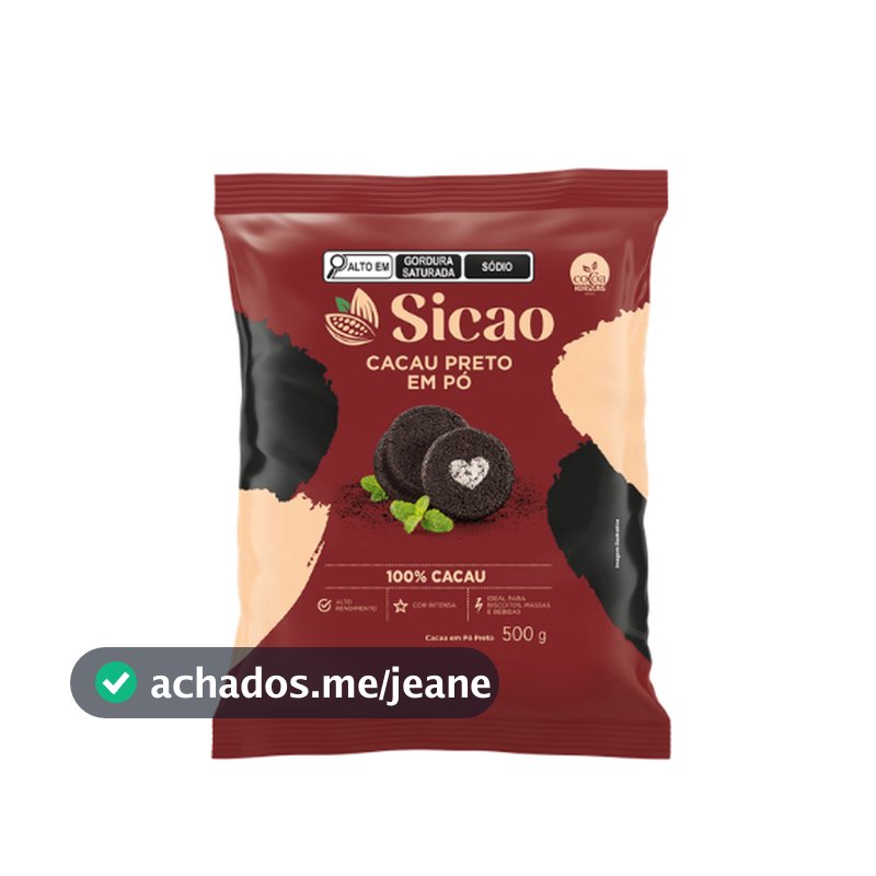 Cacau em Pó Preto 100% 500g - Sicao