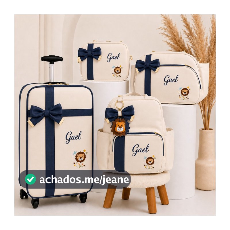 Bolsa Maternidade Leãozinho Personalizada  Kit com 4 Peças