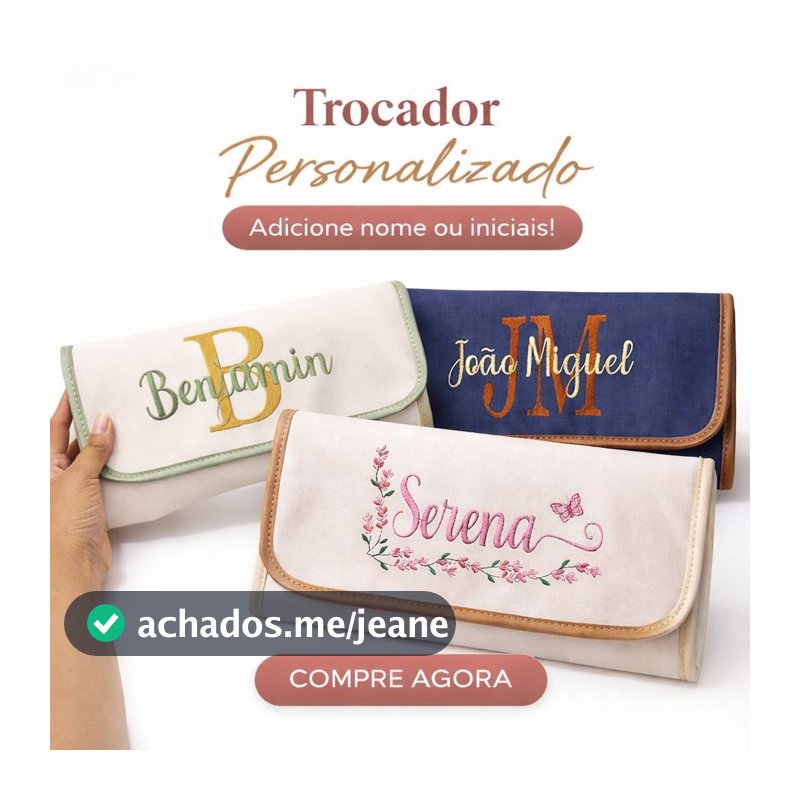 Trocador Luxo Personalizado + Nome do Bebê + Portátil + Impermeável.