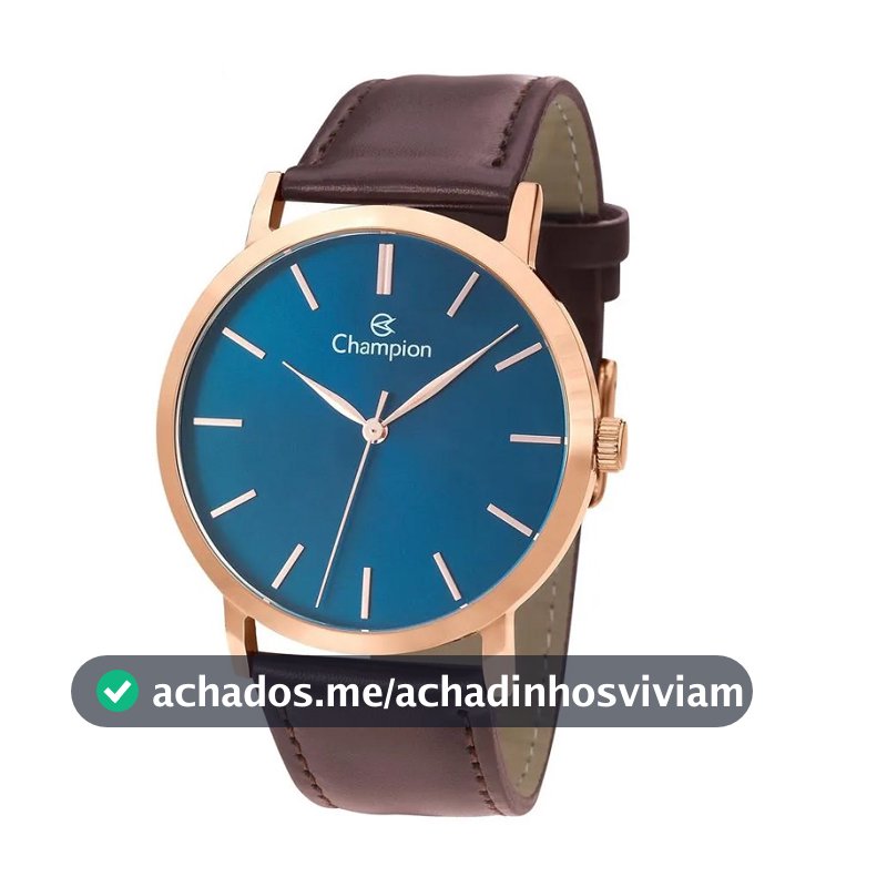 Relógio Pulseira de Couro Marrom  Champion Masculino Analógico Original CN20677A Relógio Masculino