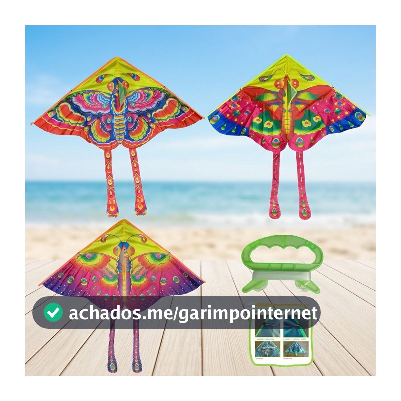 Pipa Infantil Grande 90/100/140cm Borboleta Kit Completo Brinquedo Ao Ar Livre Para Iniciantes Parque Praia