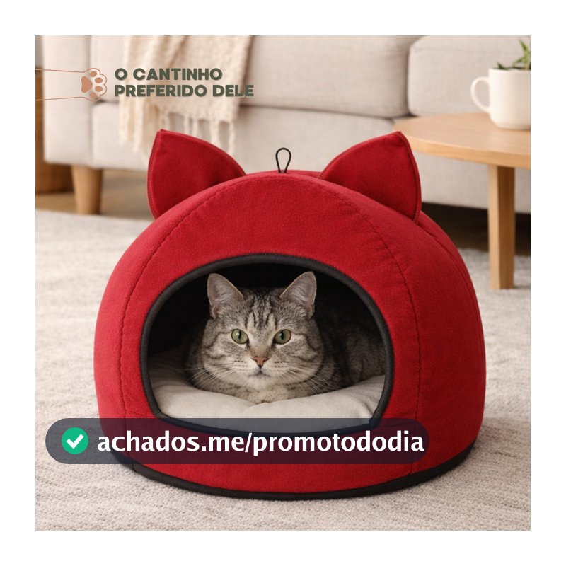 Toca-Gato - Caminha Toca para Gatos em Veludo com Almofada - Macia e Quentinha