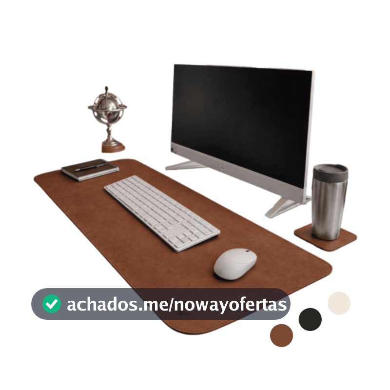Mousepad Deskpad Grande 90x40 Couro Ecológico + Porta Copo Mesa Gamer Setup Tapete Eco - SouDCasa