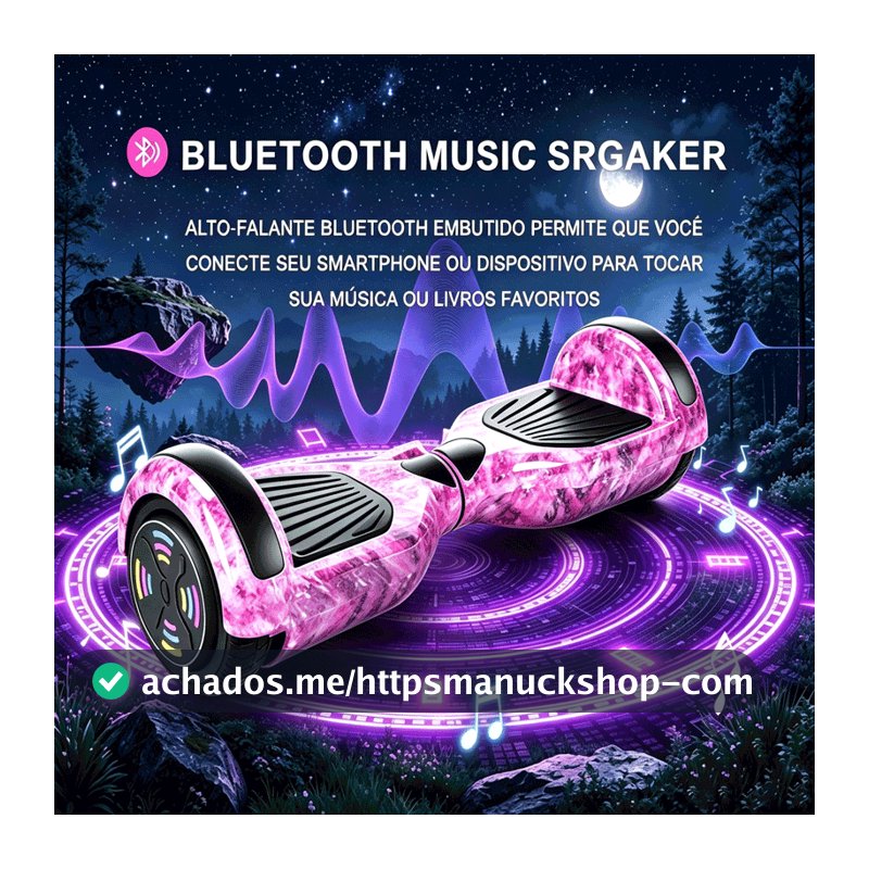 Hoverboard Overboard Infantil, Suporta 120kg, LED Bluetooth, Bateria Alta Capacidade, Excelente Presente de Aniversário