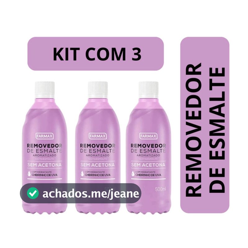 Kit 3 Removedores de Esmalte Farmax 500ml - Sem Acetona | Profissional Nail Designer