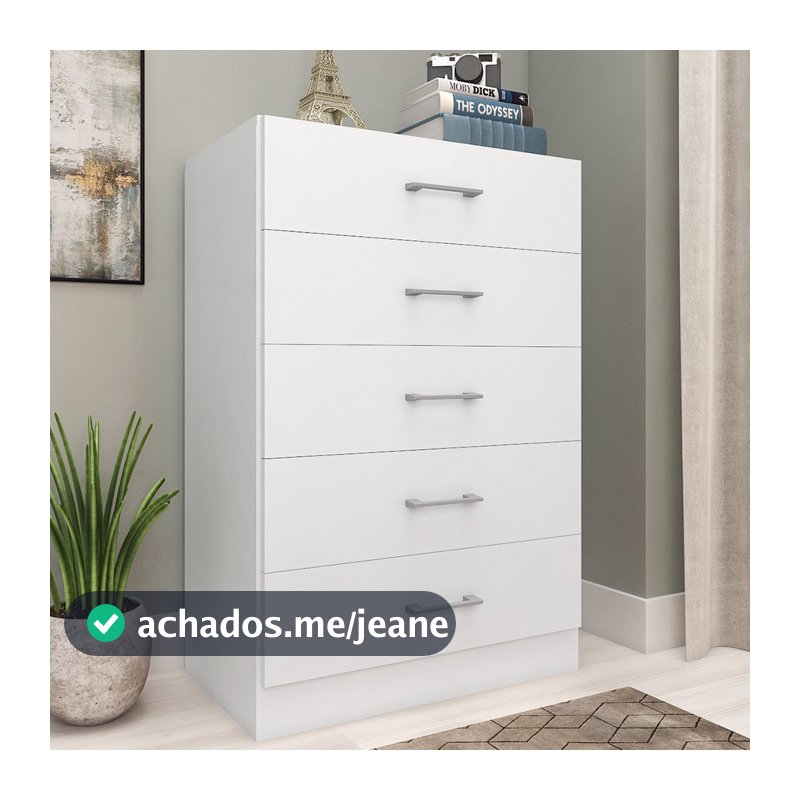 Cômoda para Quarto com 5 Gavetas Aruba Compacta Shark Móveis