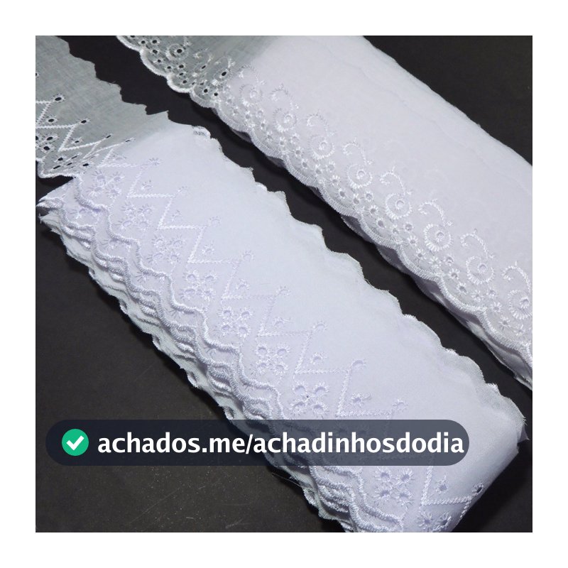 Bordado Inglês 7cm Peça com 13,7 metros - Lese Bico Tira Bordada - 90% Poliéster 10% Algodão