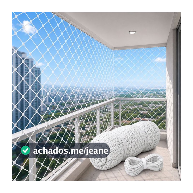 Rede de Proteção com Corda para Janelas Sacadas Varandas Gatos Pets Crianças Sob Medida