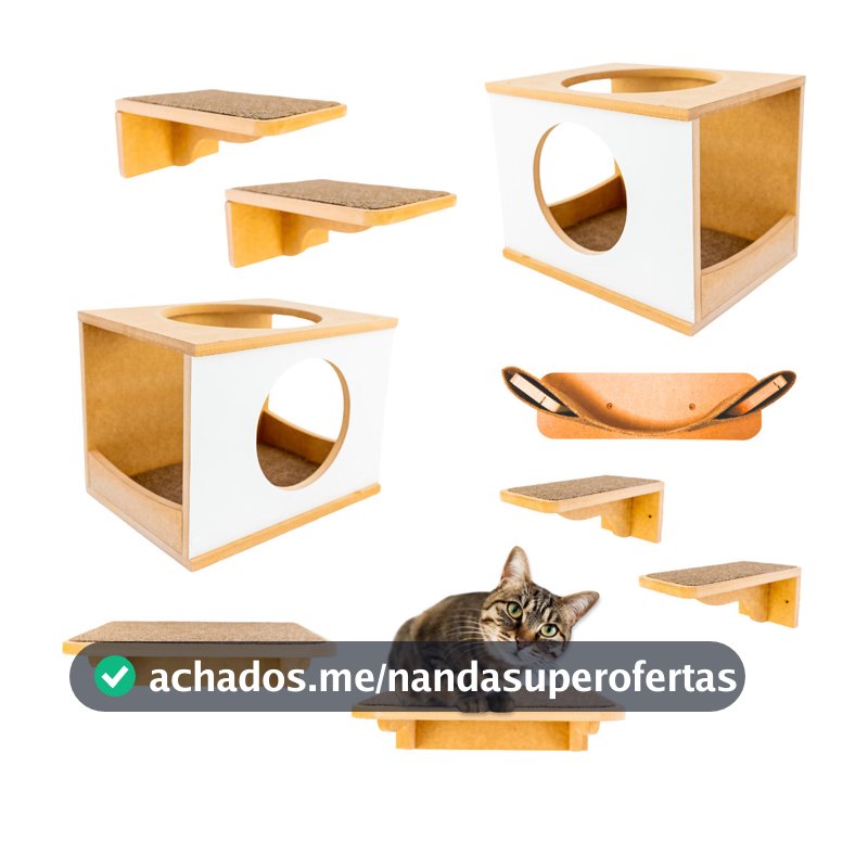 Playground Gatos 9pçs REFORÇADO MDF 15MM Montado Parque Gato Prateleira