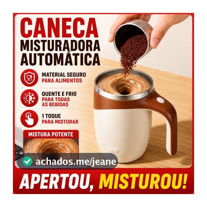 Caneca Mixer Automática Recarregável   Misturador Magnético para Café Leite Chocolate com TampaUSB