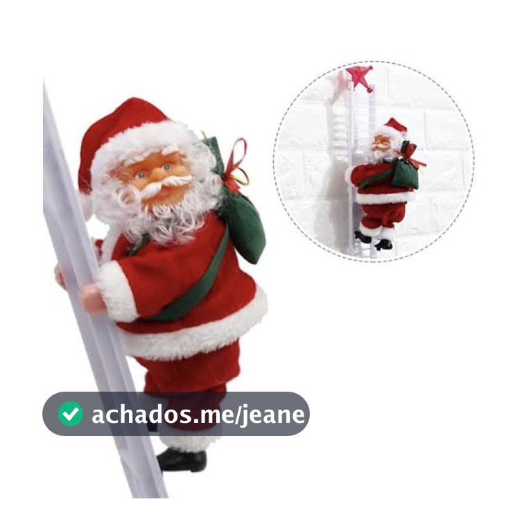 Papai noel subindo a escadinha natal a pilha