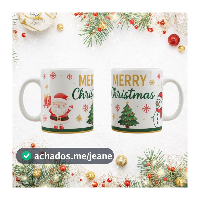 CANECA NATALINA PERSONALIZADA 325ML EM CERÂMICA PREMIUM – DURÁVEL, IDEAL PARA PRESENTEAR NESSE NATAL