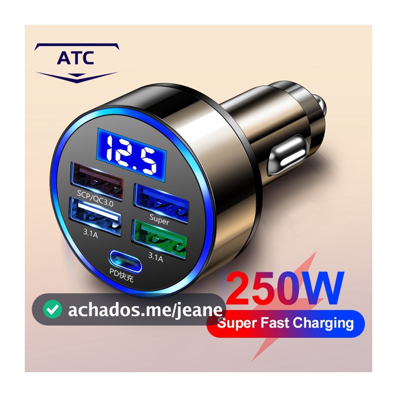 Carregador rápido para carro 3.0 Carregador para carro 5 portas USB Telefone celular