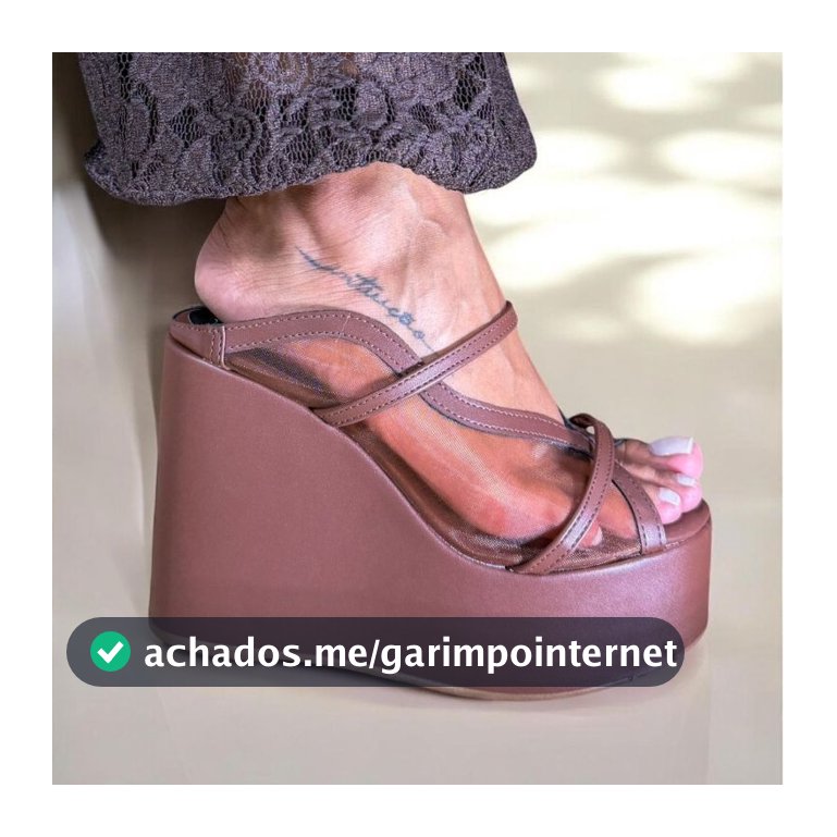 Tamanco Plataforma Anabela Tule Transparente Salto Alto Confortável Preto e Marrom