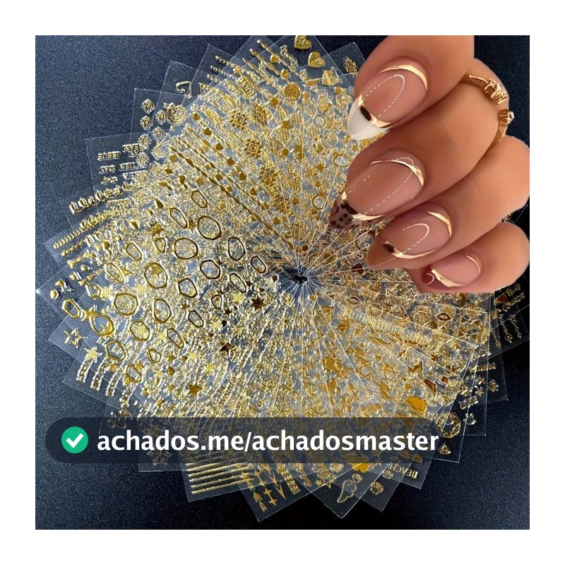 30 Pçs/Set Pentagrama Dourado Adesivos De Unhas Estrela Lua Estilo Geométrico Decalques Para DIY Decoração Da Arte Do Pr
