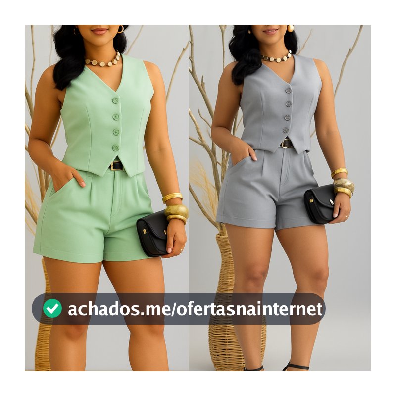 #@CONJUNTO VALENTINA,💕CONJUNTO FEMININO,SHORTS E COLETE SOCIAL MODA 2026🔥🔥