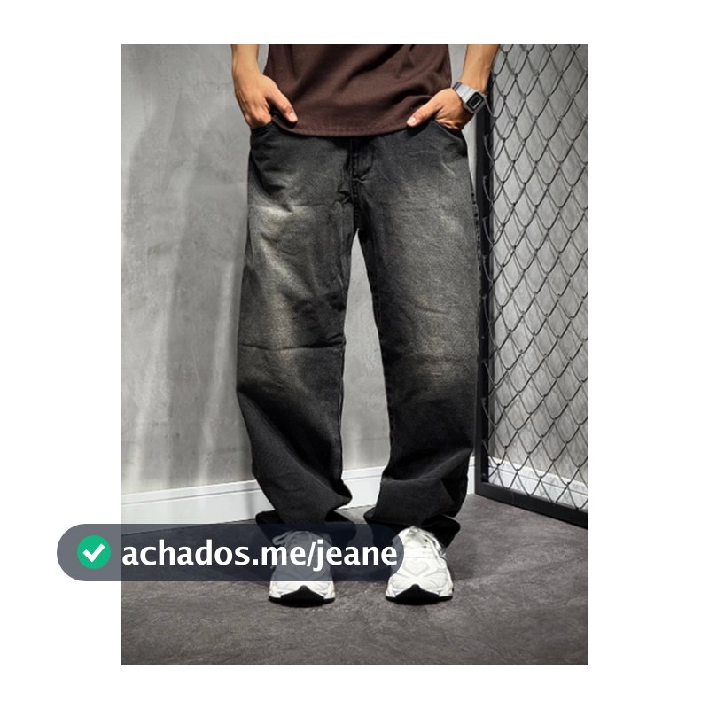 Calça Baggy Balão Jeans Masculina Estilo Streetwear Reta Estonada Grafite Retrô Boca Larga Calças