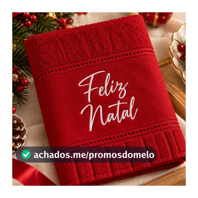 Toalha de Lavabo Natalina Bordada Feliz Natal 30x50 cm | Toalha Decorativa de Natal