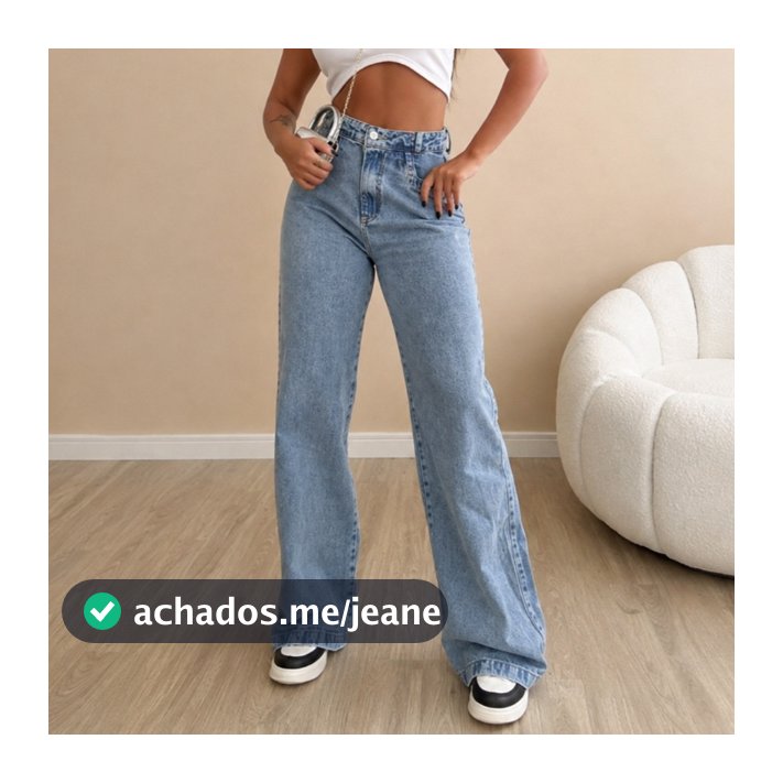 Calça Jeans Gaven Wide Leg Feminina Pantalona Cintura Alta Tecido Grosso 100% Jeans