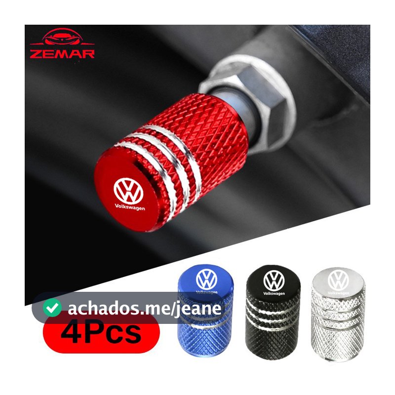 4Pcs Volkswagen Tampas De Válvulas Para Pneus Automóveis Bicicletas Automotivas Peças Metálicas Impressas Logotipo Do Automóvel Acessórios De Moda Golfe Mk4 Mk7 MK3 jetta mk6 Up Passat b5 b6 b7 Tiguan VW Polo 9n 9n3
