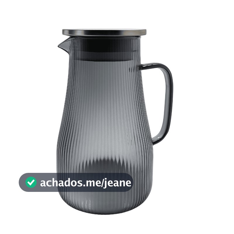 Jarra De Vidro Borossilicato Tampa Inox 1,5l Listras Fumê