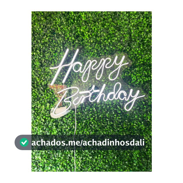 Painel de LED Neon Acrílico 3mm "Happy Birthday" - 50x40 cm fonte 12v