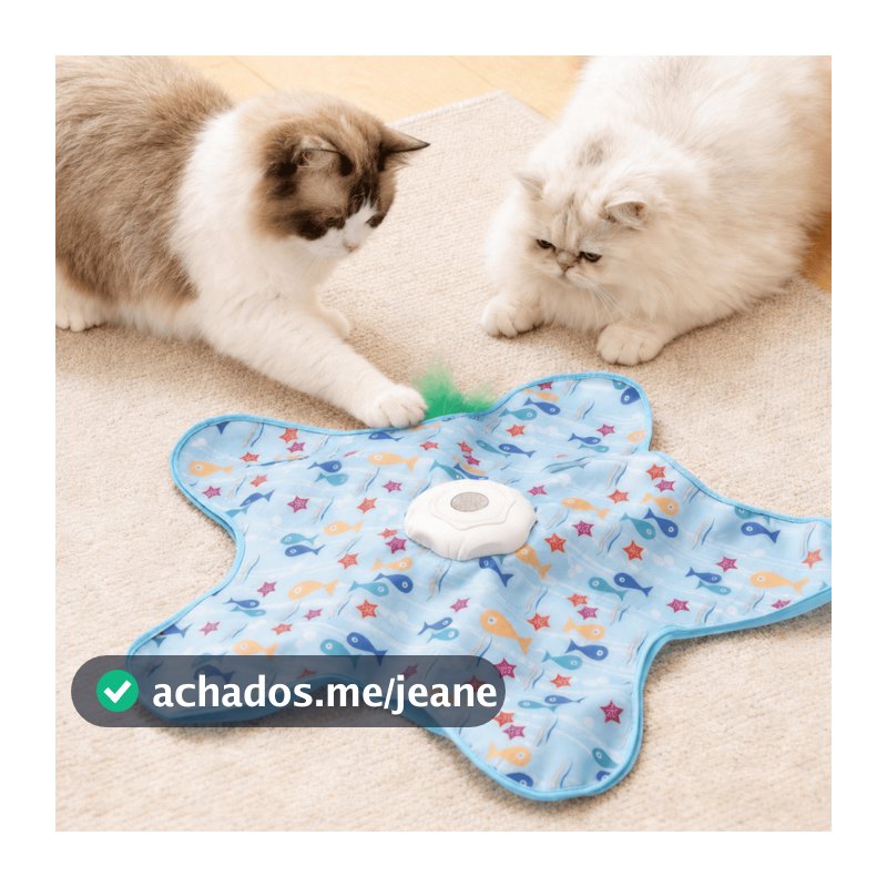 Brinquedo Interativo para Gatos com Tapete 65cm Movimento 360° Recarregável USB-C