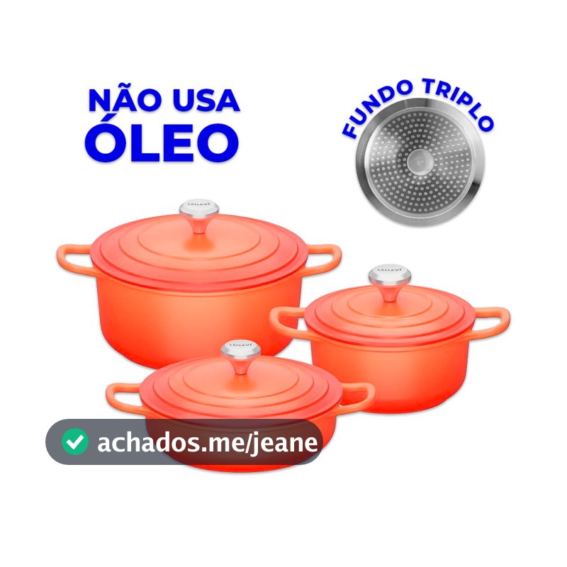 Kit Jogo De Panelas Caçarola Grossa 3 Peças Antiaderente Cerâmica Alumínio Batido Profissional Elegância mais Brinde