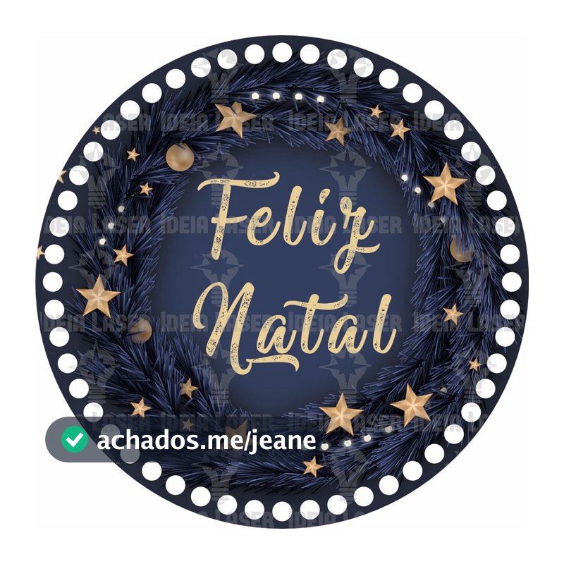 Base MDF Fio de Malha Crochê Redonda Estampada Feliz Natal Mod2