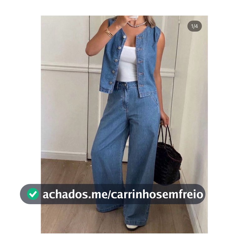 feminina conjunto colete com calça jeans8480