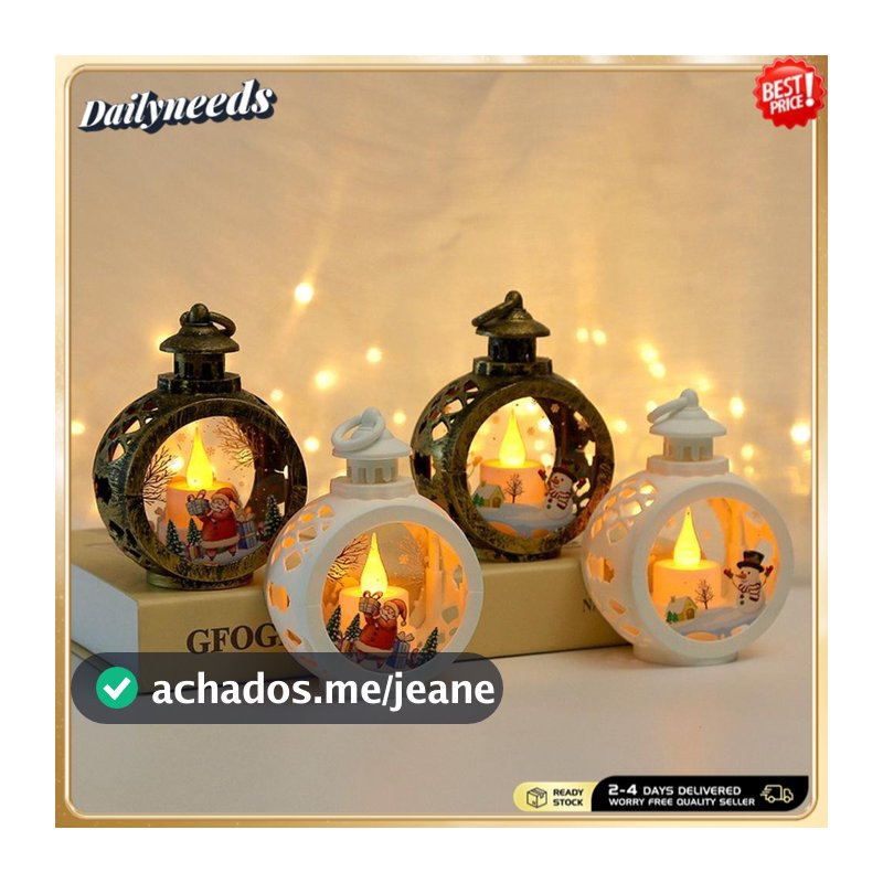 Mini Lanterna Oca LED De Natal , Luz De Vela Sem Chama Portátil , Cena De Boneco De Neve De Papai Noel , Mesa E Presente
