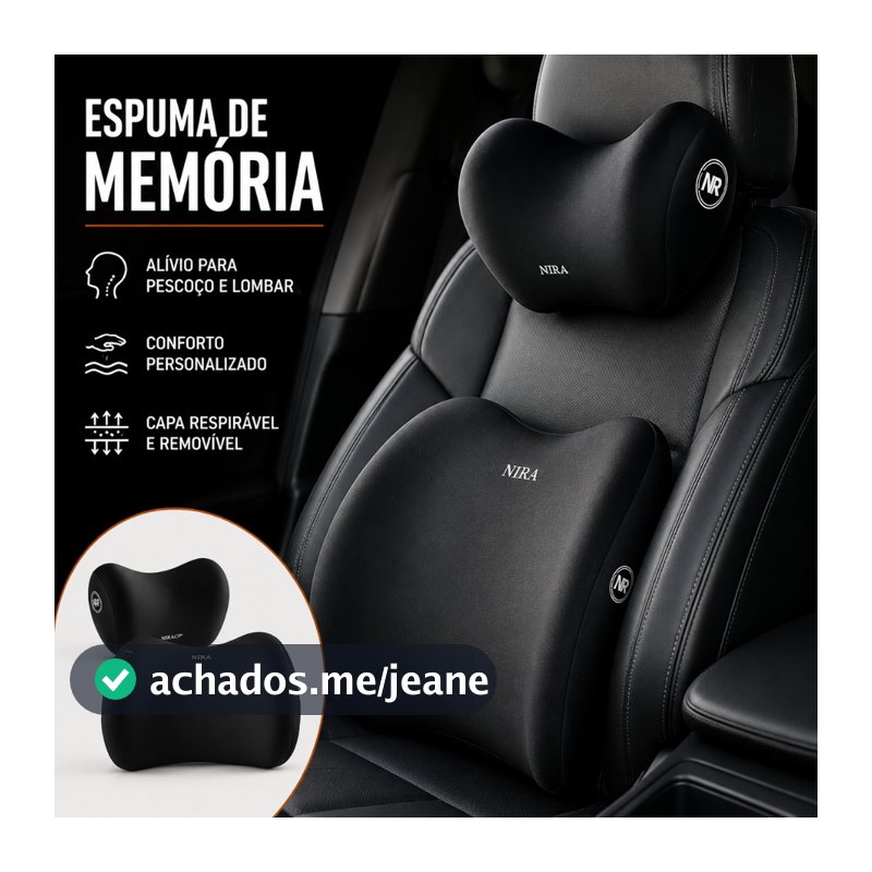 Conjunto de almofada lombar para encosto de cabeça de carro, suporte lombar, espuma de memória, travesseiro de pescoço