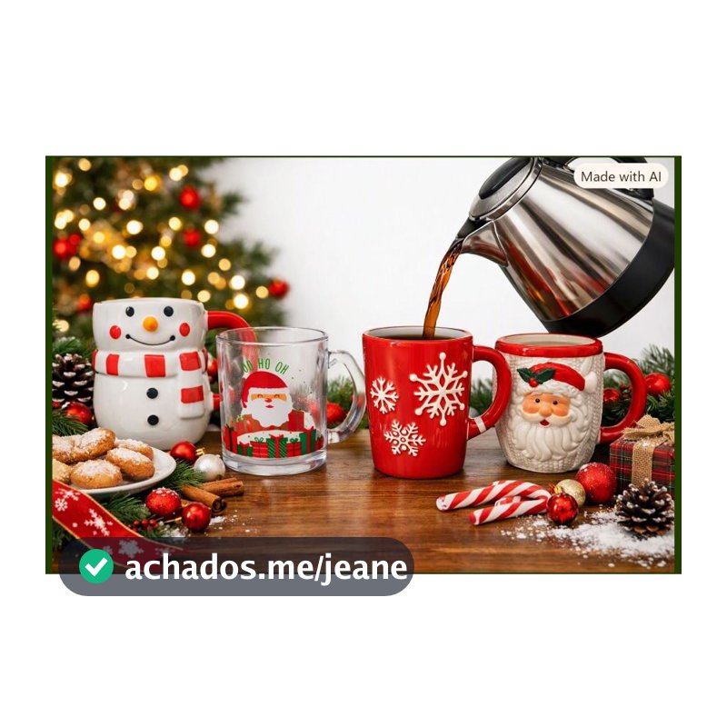 Coleção de Canecas Natalinas de vidro e cerâmica 330ml decoração de natal