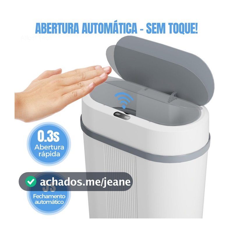 Lixeira Inteligente Automática 12 Litros Sensor Infravermelho Tampa Para Cozinha Banheiro Escritório Quarto