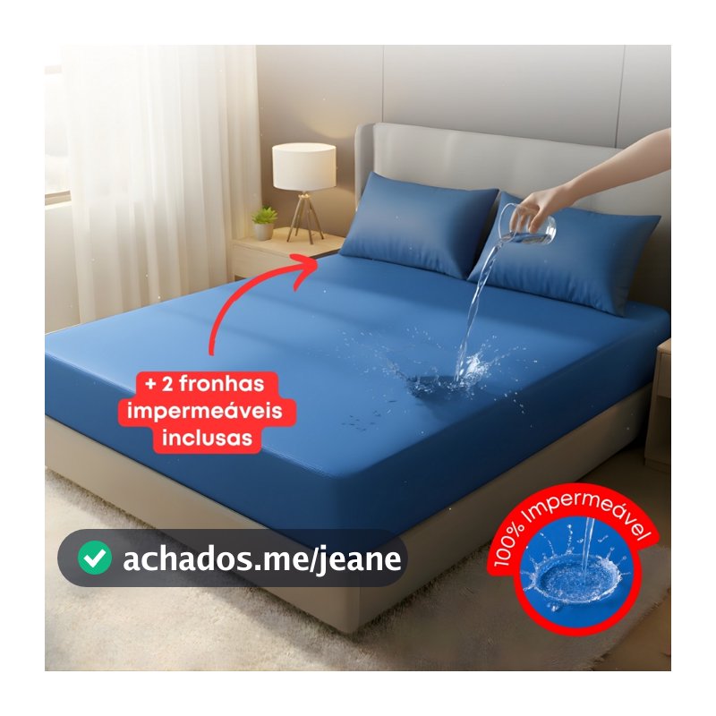 Capa Para Colchão Casal Impermeável Protetora Com 2 Fronhas Para Travesseiro Antiácaros e Líquidos