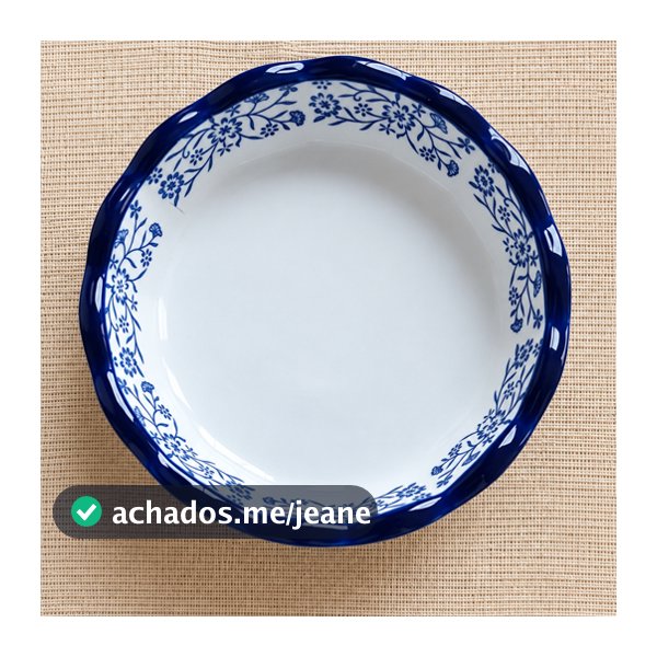 Assadeira pequena redonda de porcelana com borda ondulada - Floral Azul - Danny Home | Assadeira em porcelana redonda