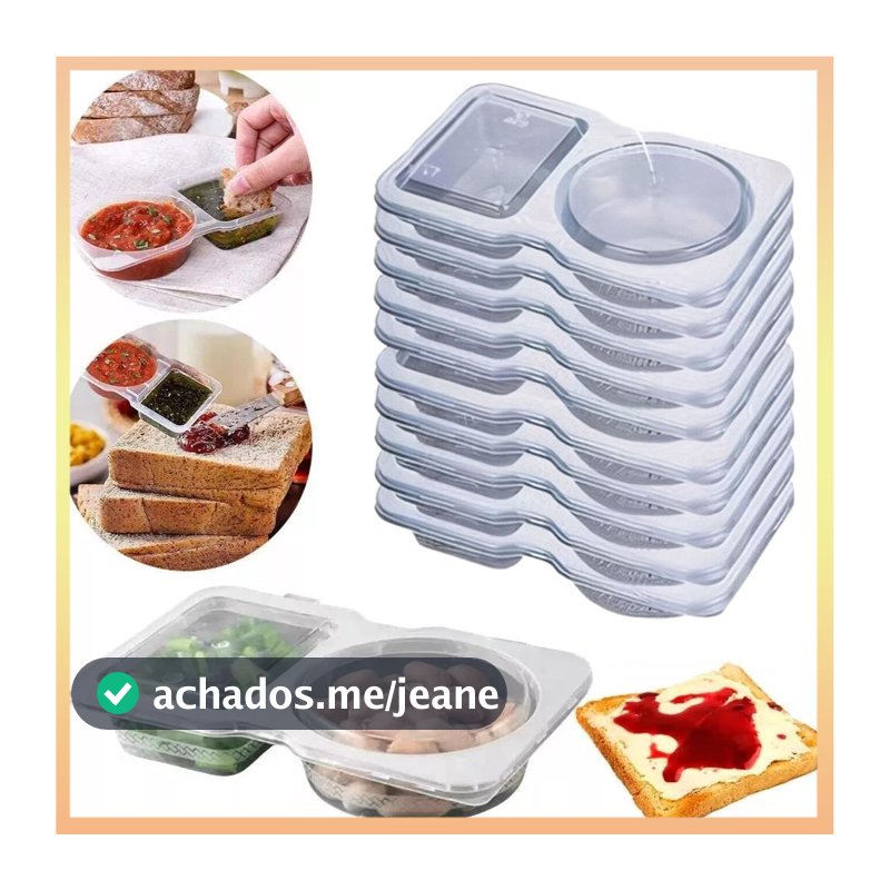 10/15/20/30X Recipientes Reutilizáveis Para Lanches 2 Compartimentos , Potes Com Tampas , Pote Compartimento Duplo , Con