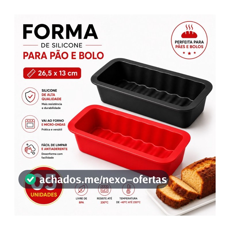 Kit 5 Formas de Silicone de Pão Bolo Air Fryer Resistente Alta Temperatura