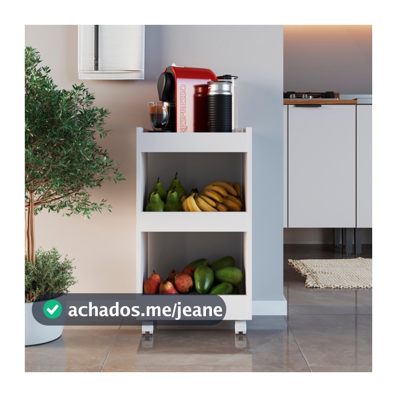 Armário Balcão Multiuso com Rodízios Organizador de Cozinha Fruteira Cantinho do Café Móveis Bonatto