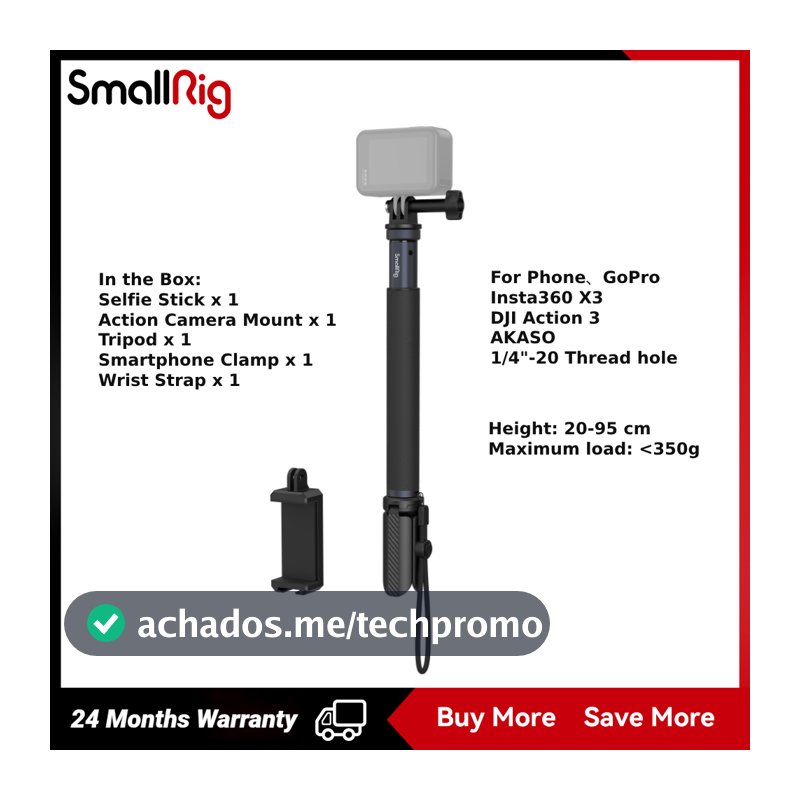 Suporte SmallRig Selfie Stick Para Câmeras De Ação E GoPro # 5403 4192 4277 4347 4191