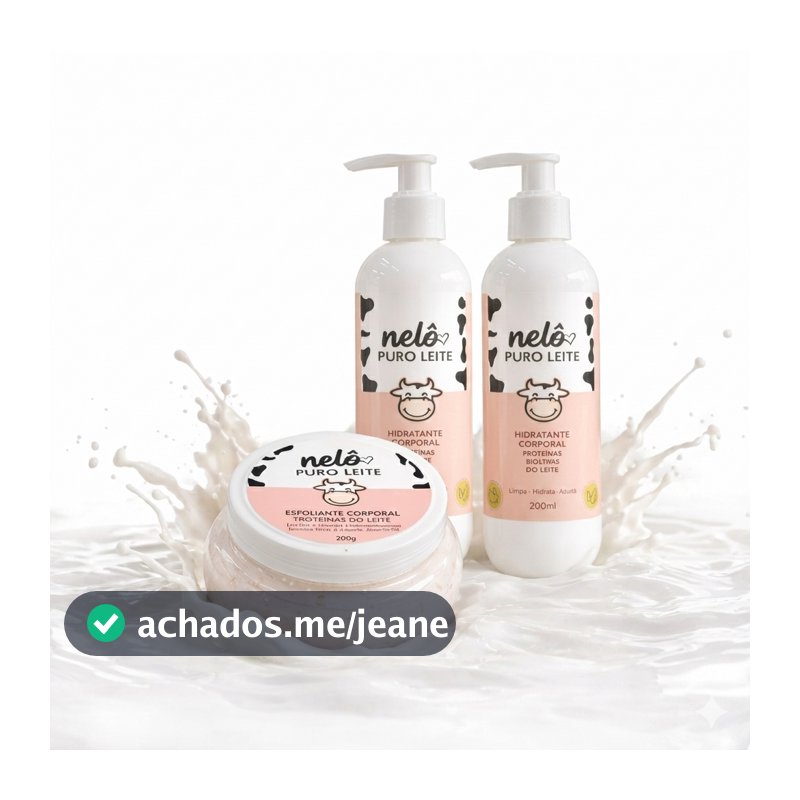 Kit Puro Leite Vaquinha - Sabonete, Esfoliante e Hidrante Corporal