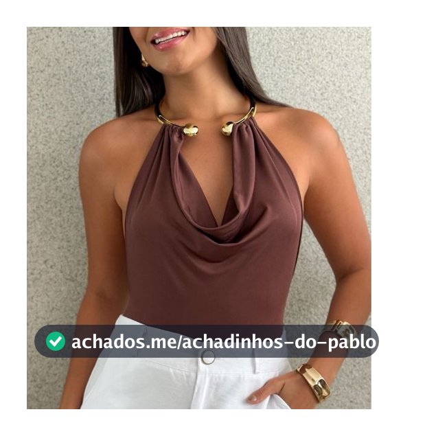 Blusa Feminina Argola Colar Decote V Vazado Costas Nua Suplex Premium Estilosa Elegante Sofisticada