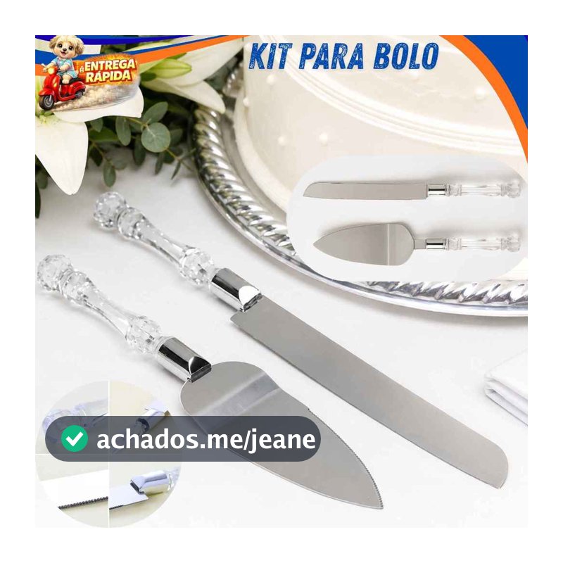 Kit Para Bolo Faca com Serra + Espátula Inox Cortador Servidor Bolo Torta Festa Casamento Confeitaria
