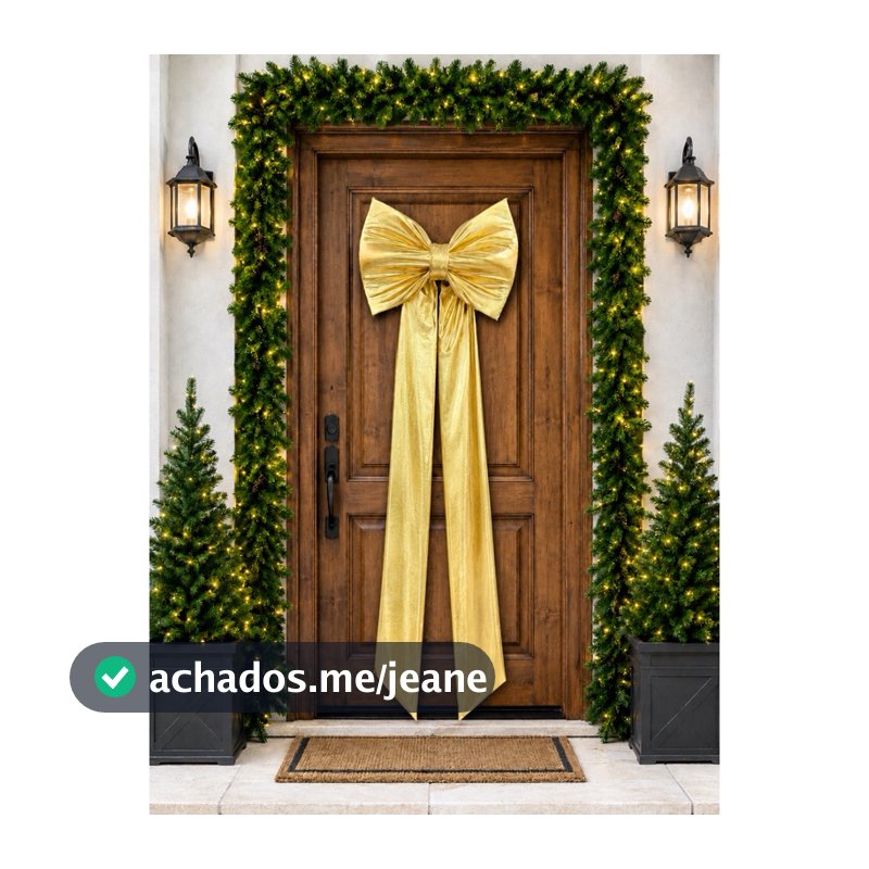 Laço Gigante Dourado Árvore Natal Festa Painel Porta 60X1,60 Dourado