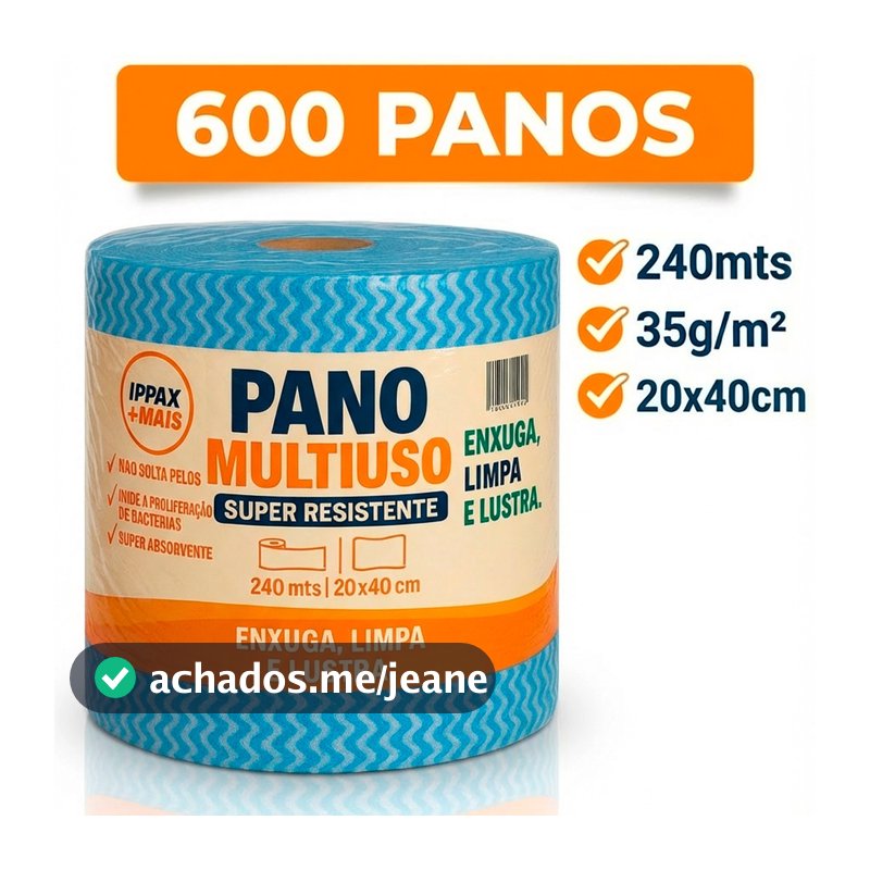 600 Panos  Multiuso Bobina 20x40 240m Tipo Perfex Limpa Rolo Bobina Pano Cor Azul