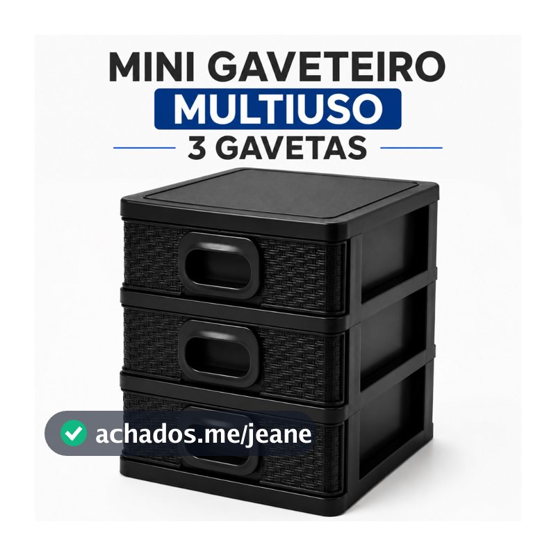 Organizador Multiuso Várias Cores com 3 Gavetas para Mesa Maquiagem Joias e Escritório