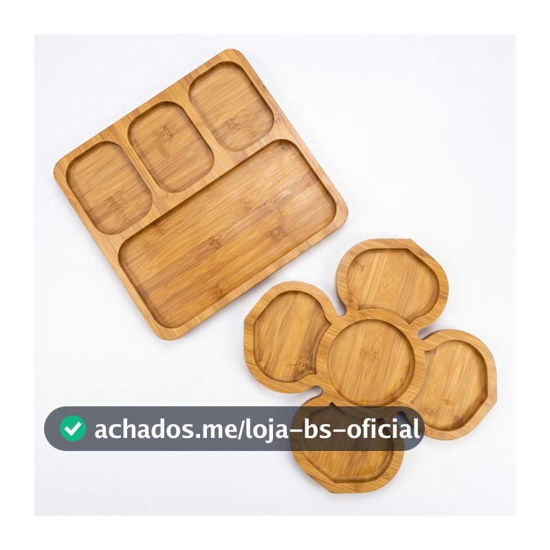 Kit Petisqueira Flor + Petisqueira Quadrada MDF 30x30 Premium Servir Frios Churrasco Petiscos