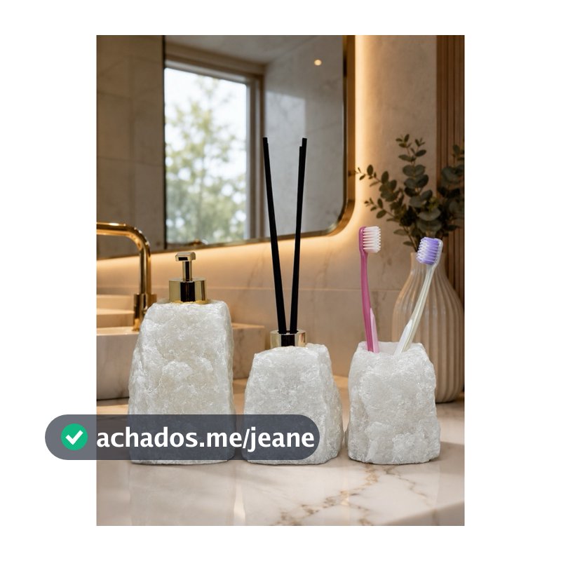 Kit Saboneteira Difusor e Porta Escovas Pedra Natural