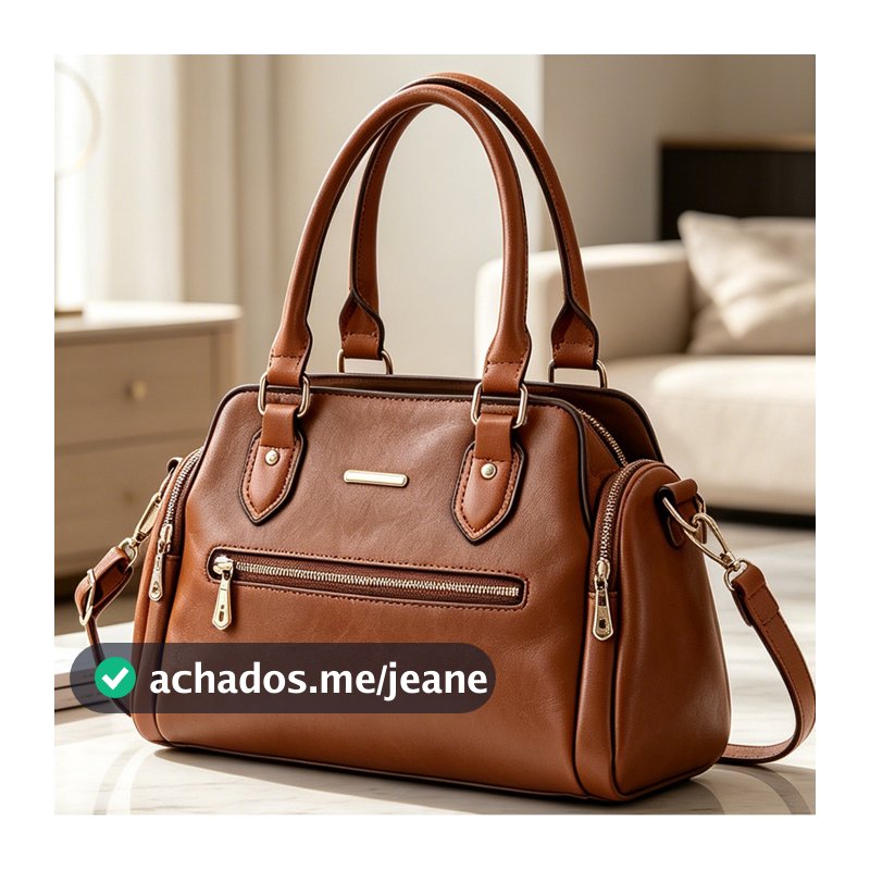 Bolsa Feminina Transversal de Ombro com Alças Duplas e Bolsos com Zíper
